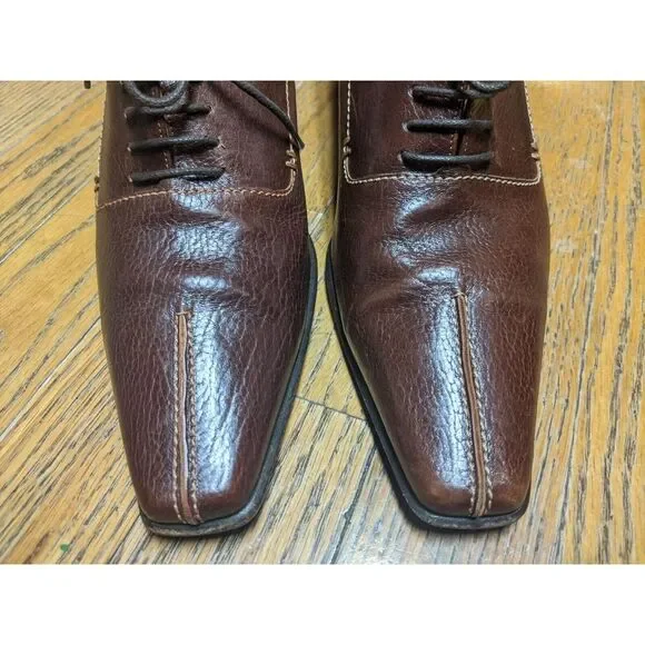 Salvatore Ferragamo‎ Brown Brogue Leather Platform Pumps Size 10B Style DQ96651